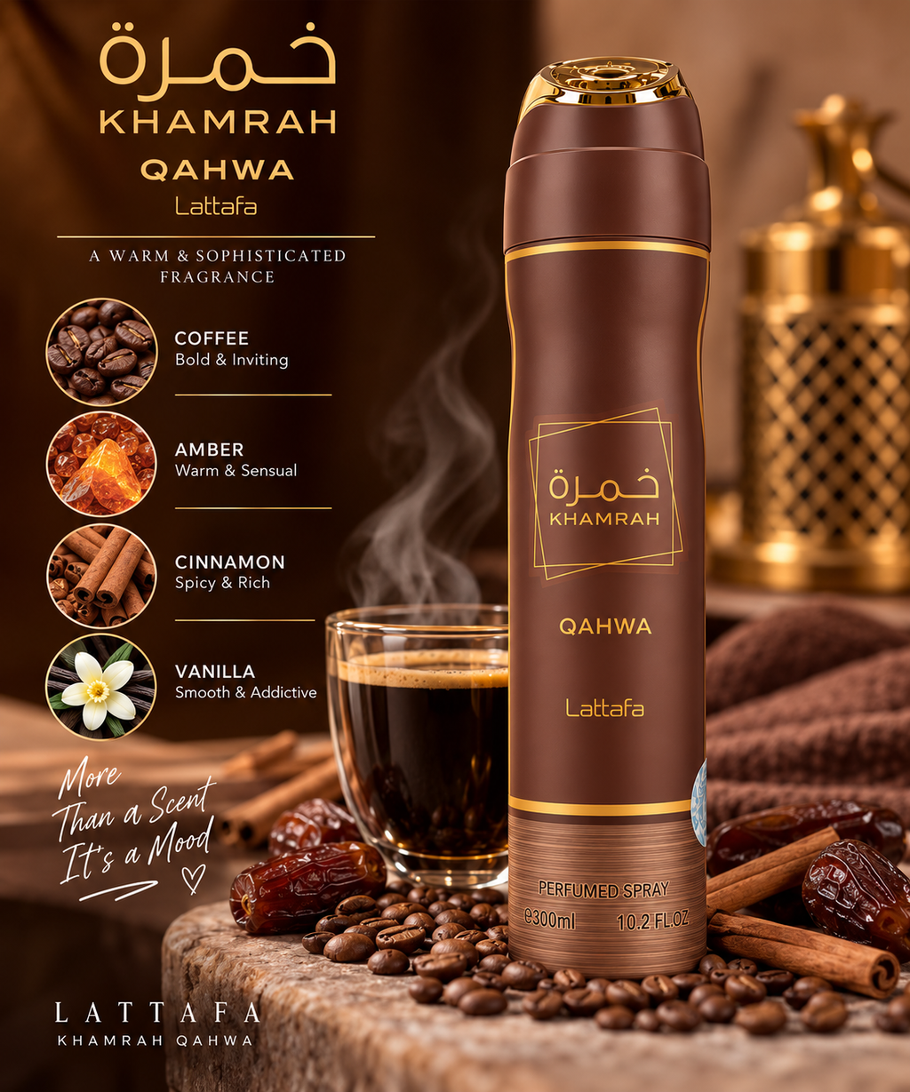 Lattafa Khamrah Qahwa Perfumed Spray – 300 mL / 10.2 fl oz