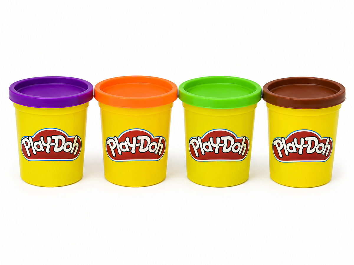 Play-Doh 4-Pack – Purple, Orange, Green & Brown, 3 oz Cans