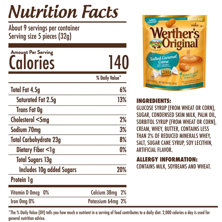 Werther’s Original Salted Caramel Crème Soft Caramels – Share Size, 10.8 oz