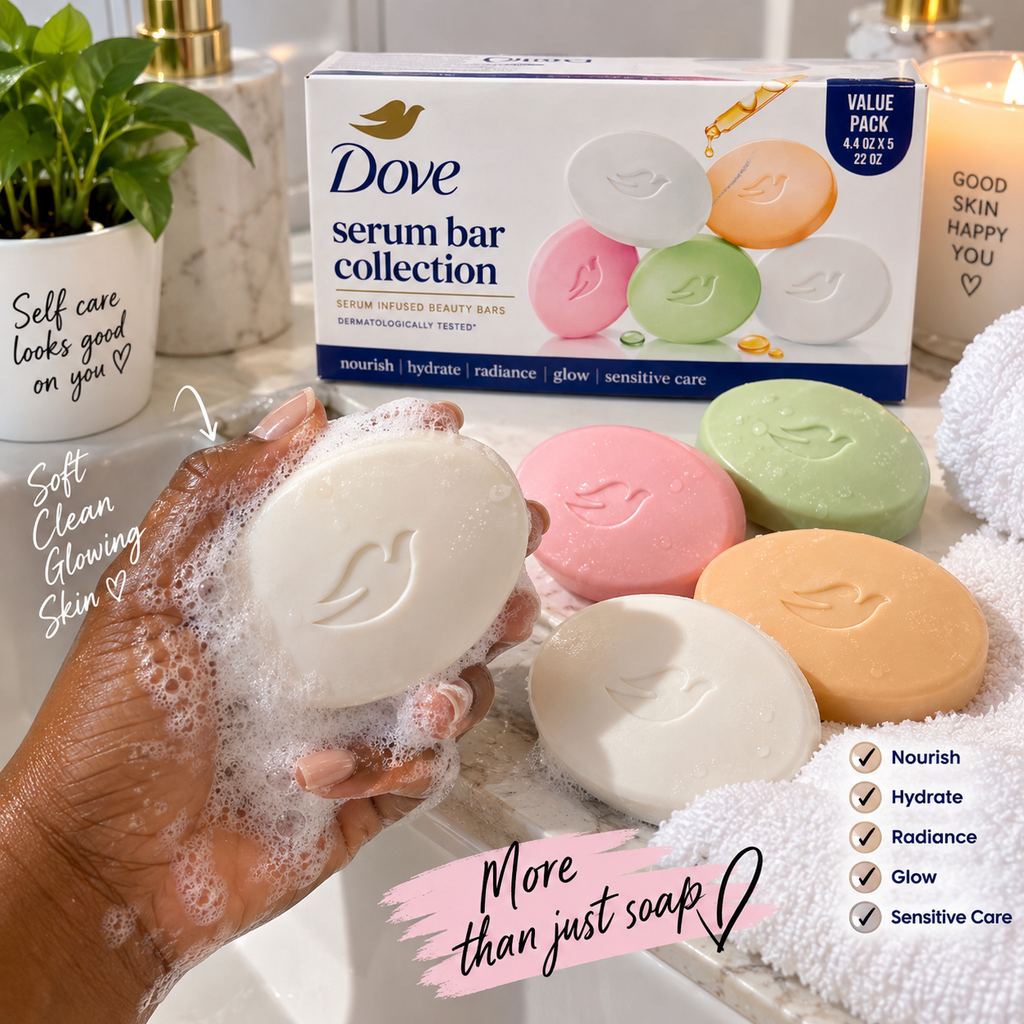 Dove Serum Bar Collection – 5 Beauty Bars, 4.4 oz Each (22 oz Total)
