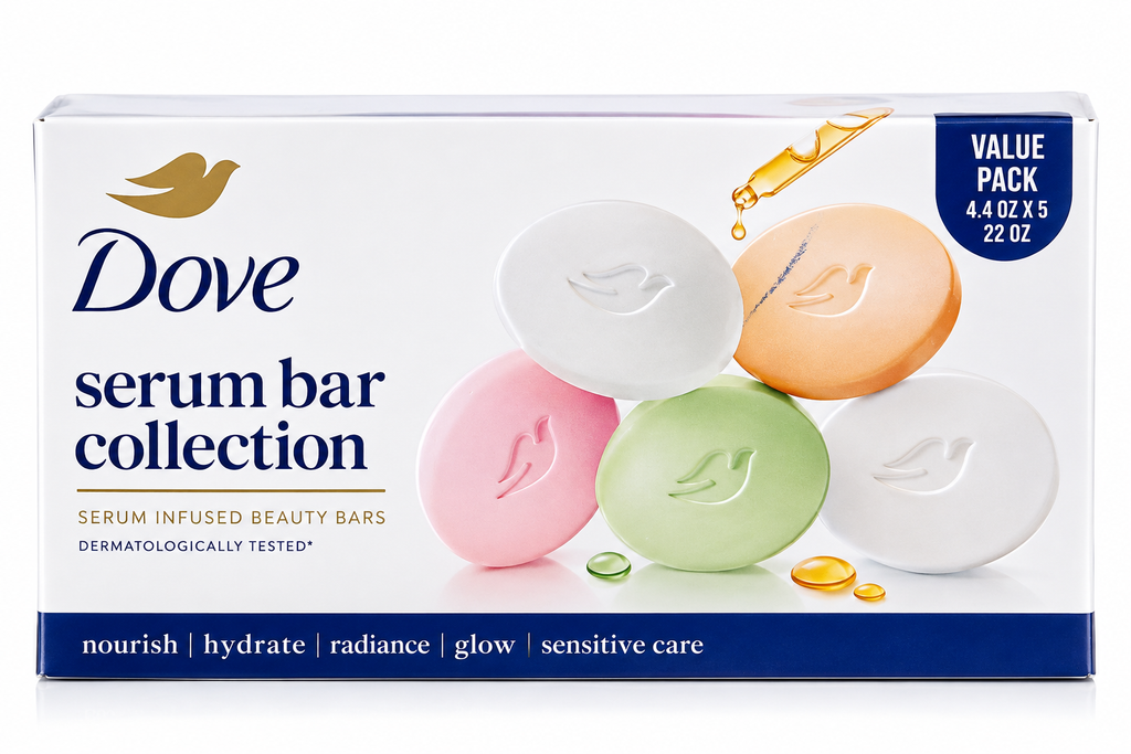Dove Serum Bar Collection – 5 Beauty Bars, 4.4 oz Each (22 oz Total)