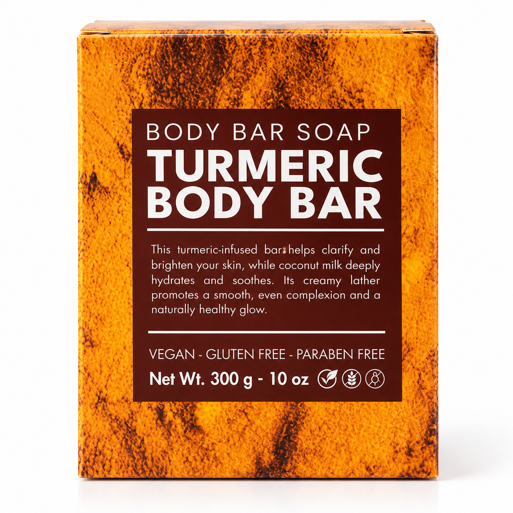 Turmeric Body Bar Soap with Coconut Milk – 10 oz (300 g) – Vegan, Gluten Free & Paraben Free