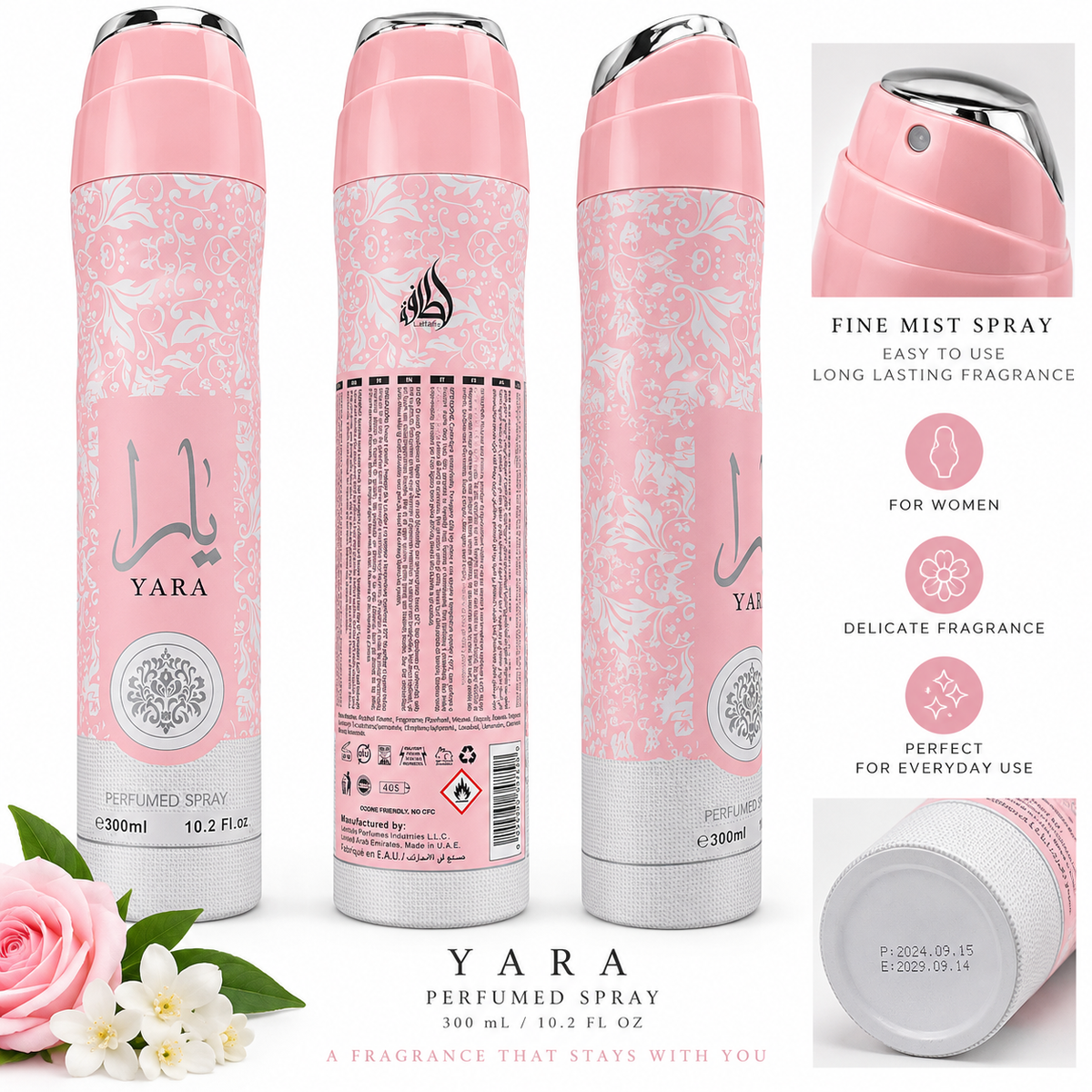 Lattafa Yara Perfumed Spray for Women – 300 mL / 10.2 fl oz